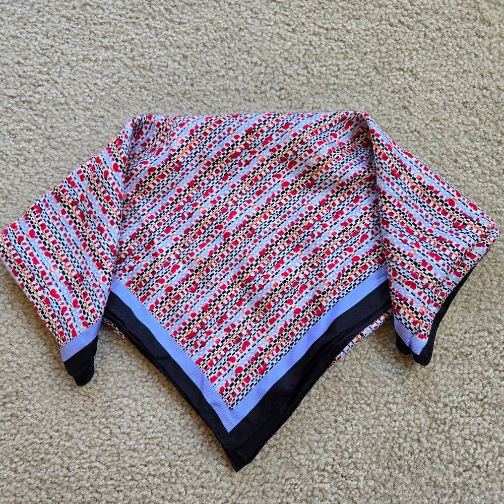 Talbots Silk Scarf with Tweed Print Hand-rolled Hems